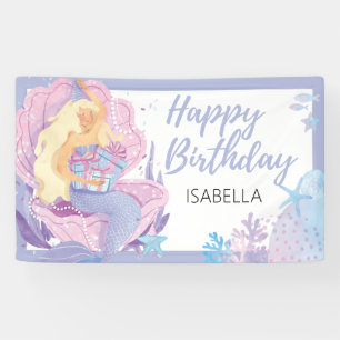 Mermaid Birthday Adventure Soft Lavender Blue Banner