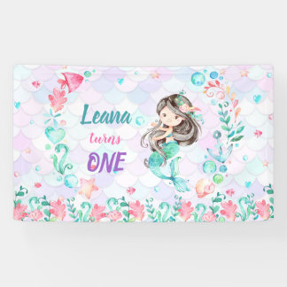 Mermaid Birthday Backdrop Banner