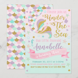 Mermaid Birthday Einladung