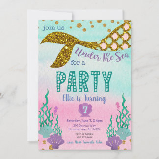 Mermaid Birthday Einladung