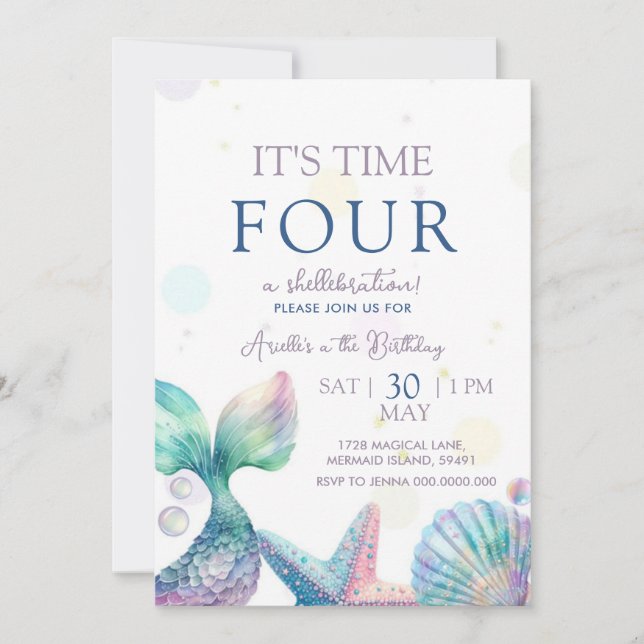 Mermaid Birthday Einladung (Vorderseite)