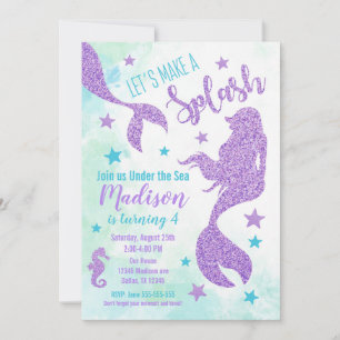 Mermaid Birthday Einladung Aquamarin und Lila
