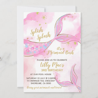 Mermaid Birthday Einladung für ein Mädchen, bearbe