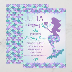 Mermaid Birthday Einladung Mermaid Nummer 5