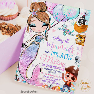 Mermaid Birthday Einladung Mermaid und Pirates