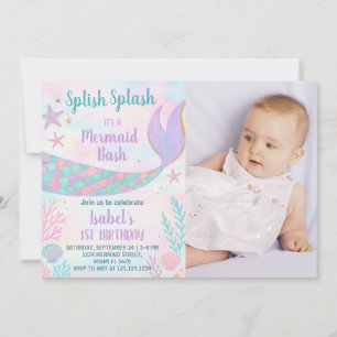 Mermaid Birthday Einladung mit Foto