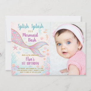 Mermaid Birthday Einladung mit Foto