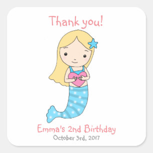 Mermaid Birthday Favor Sticker Mermaid Gastgeschen