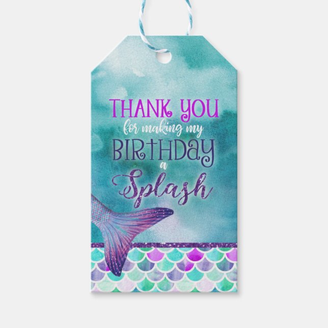 Mermaid Birthday Favor Tag Geschenkanhänger (Vorderseite)