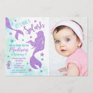 Mermaid Birthday Foto Invitation / Unter Meer Einladung