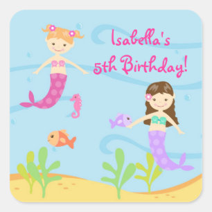 Mermaid Birthday Gastgeschenk Stickers Labels Kind
