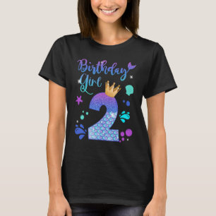 Mermaid Birthday Girl 2 Jahre alt sein 2. Geburtst T-Shirt