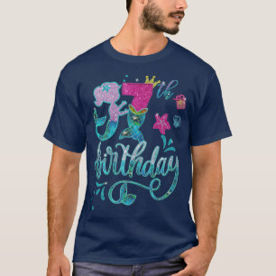Mermaid Birthday Girl 7 Jahre alt 7th Bday Girl T-Shirt