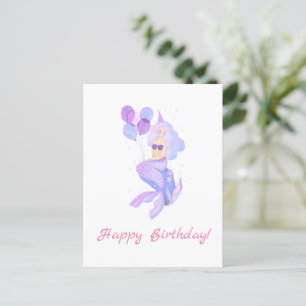 Mermaid Birthday Greeting Postkarte