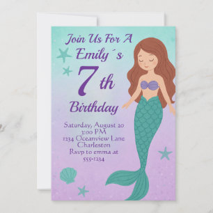Mermaid Birthday Invitation Einladung