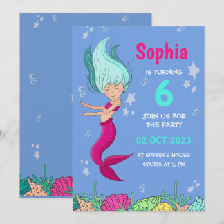 Mermaid Birthday Invitation, Girls Birhday Party Einladung