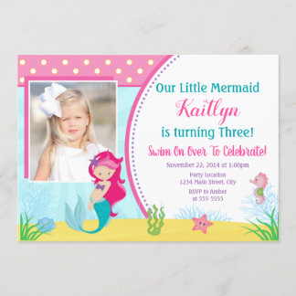 Mermaid Birthday Invitation, Mermaid Girl Party Einladung