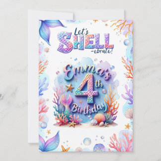 Mermaid Birthday Invitation Personalized  Name Age Einladung