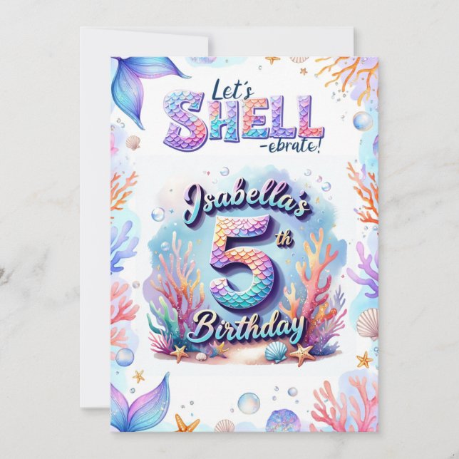 Mermaid Birthday Invitation Personalized  Name Age Einladung (Vorderseite)