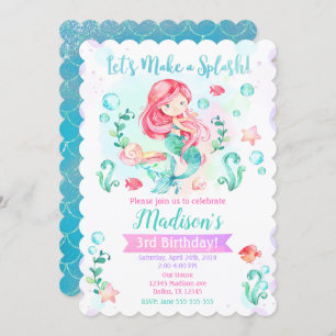 Mermaid Birthday Invitation / Under Sea Party Einladung