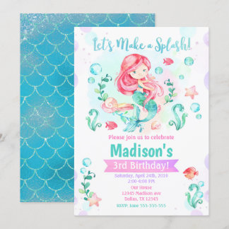Mermaid Birthday Invitation / Under Sea Party Einladung