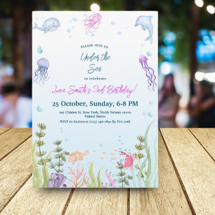Mermaid Birthday Kids Colorful Ocean Animes Party Einladung