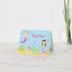 Mermaid BIrthday Kids falten Danke Notiz Karten