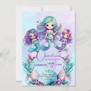 Mermaid Birthday Little Mermaid Einladung