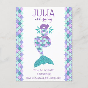 Mermaid Birthday Mermaid Nummer 8 Einladungspostkarte