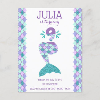 Mermaid Birthday Mermaid Nummer 9 Einladungspostkarte