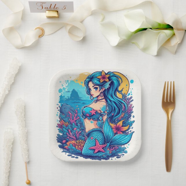mermaid Birthday or Shower  Pappteller (Hochzeit)