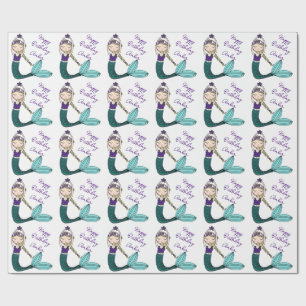 Mermaid Birthday Packpapier, Meerjungfrau Geschenkpapier
