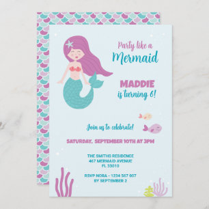 Mermaid Birthday Party Einladung