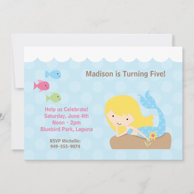 Mermaid Birthday Party Einladung (Vorderseite)