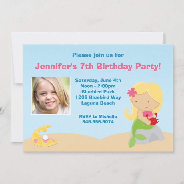 Mermaid Birthday Party Einladung (Vorderseite)