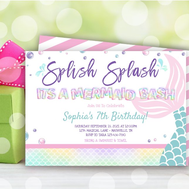 Mermaid Birthday Party Einladung (Mermaid Birthday Party Invitation)