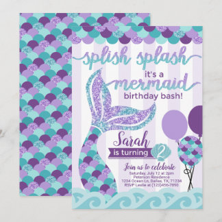 Mermaid Birthday Party Einladung