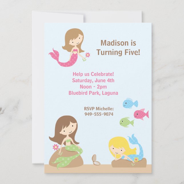 Mermaid Birthday Party Einladung (Vorderseite)