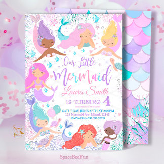 Mermaid Birthday Party Einladung nach