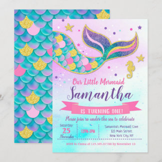 Mermaid Birthday Party Einladungen