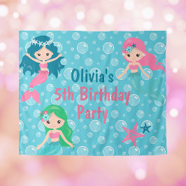 Mermaid Birthday Party Hintergrund Personalisiert Wandteppich