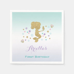 Mermaid Birthday Party Napkin Whimsical Meerjungfr Serviette