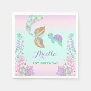 Mermaid Birthday Party Napkin Whimsical Meerjungfr Serviette