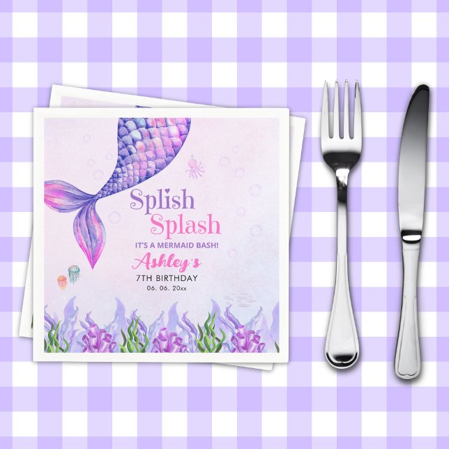 Mermaid Birthday Party Napkins for Girls Serviette (Von Creator hochgeladen)