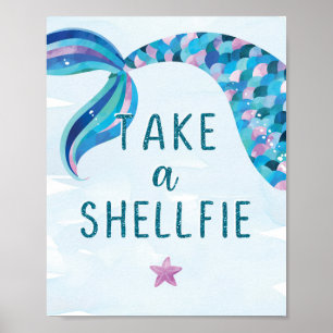 Mermaid Birthday Party nehmen Sie ein Shellfie-Zei Poster