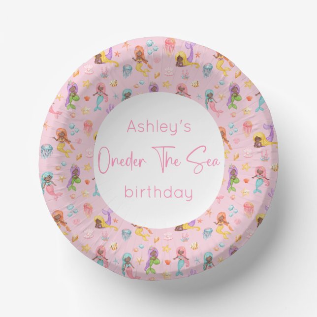 Mermaid Birthday Party Pappteller (Vorderseite)