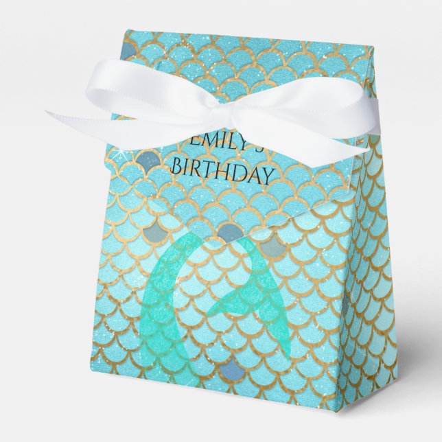 Mermaid Birthday Party Personalisiert Aquamarines  Geschenkschachtel (Vorderseite)