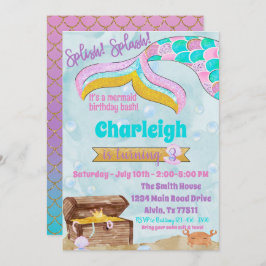 Mermaid Birthday Party Pool Party Initiation Einladung