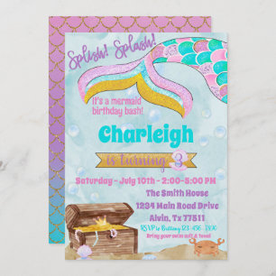 Mermaid Birthday Party Pool Party Initiation  Einladung