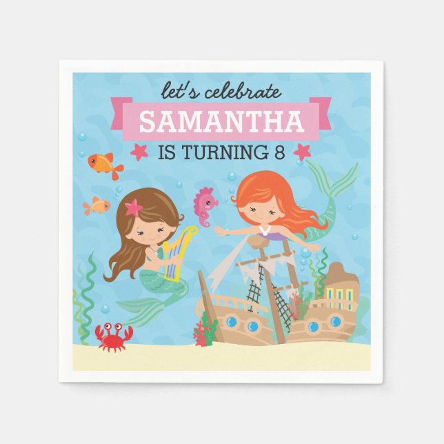 Mermaid Birthday Party Serviette (Vorderseite)